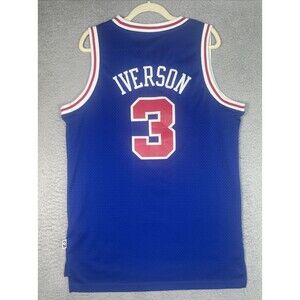 Adidas Stitched Rookie Jersey 1996-97 Allen Iverson #3 76ers Mens Medium +2 Blue